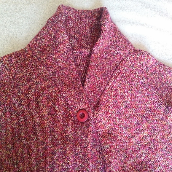 Vintage Knit Collared Cardigan with One Button Verigated Wool size S/M - Picture 4 of 11